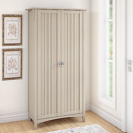 Bush Furniture Salinas Tall Cabinet, Tall White Storage Cabinets With Doors