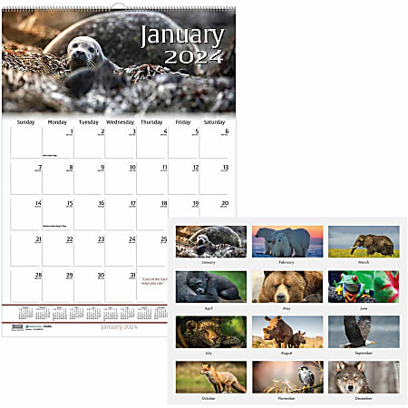 House of Doolittle Earthscapes Wildlife Monthly Wall Calendar - Julian Dates - Monthly - 1 Year - January 2022 till December 2022 - 1 Month Single Page Layout - 12" x 16 1/2" Sheet Size - 1.63" x 2" Block - Wire Bound - 1 Each