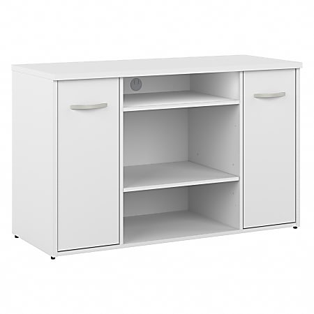 Bush® Business Furniture Studio C 48"W Office Storage Cabinet With Doors And Shelves, White, Standard Delivery