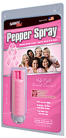 SABRE Pepper Spray Key Chain Pink - Office Depot