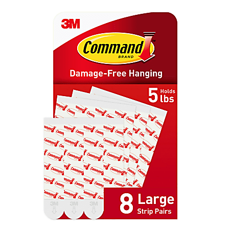 Command Large Refill Adhesive Strips, 6-Command Strips, Damage-Free, White