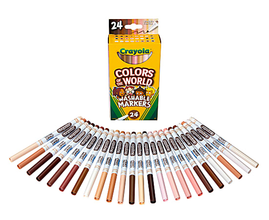 Crayola® Colors of the World Fine Line Markers, Assorted Barrels, Assorted Ink, Box Of 24 Markers