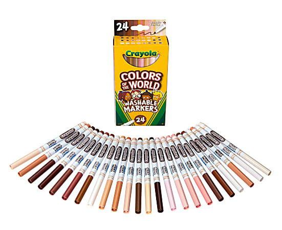 Crayola® Colors of the World Fine Line Markers, Assorted Barrels, Assorted  Ink, Box Of 24 Markers