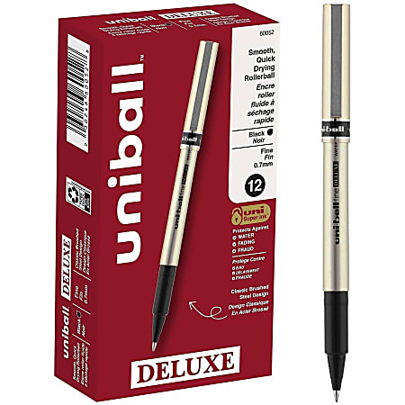 uni ball Deluxe Rollerball Pens Fine Point mm Gold Barrel