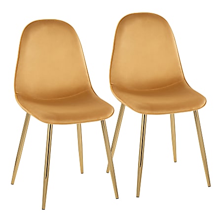 LumiSource Pebble Dining Chairs, Yellow/Gold, Set Of 2 Chairs