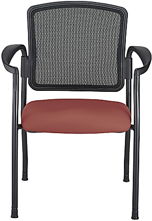 WorkPro® Spectrum Series Mesh/Vinyl Stacking Guest Chair With Antimicrobial Protection, With Arms, Cordovan, Set Of 2 Chairs, BIFMA Compliant
