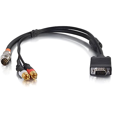 C2G 1.5ft RapidRun VGA (HD15) Male + RCA Stereo Audio Flying Lead - 1.50 ft Proprietary/RCA/VGA A/V Cable for Audio/Video Device, Projector  - Black