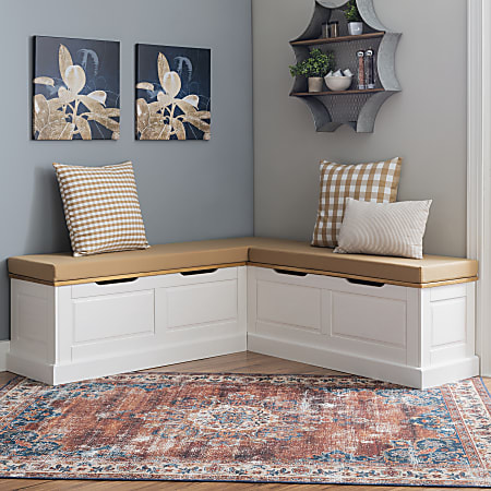 Corner nook clearance bench with storage