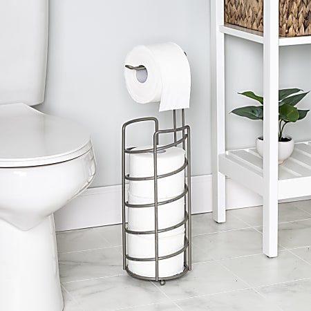 Honey Can Do 3-Roll Toiler Paper Holder And Dispenser, 21-1/2” x 6-3/4”, Satin Nickel