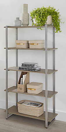 Realspace® Trezza 60"H 4-Shelf Bookcase, Light Oak