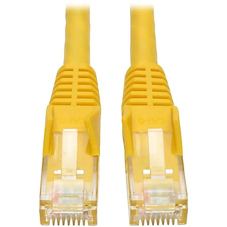 Eaton Tripp Lite Series Cat6 Gigabit Snagless Molded (UTP) Ethernet Cable (RJ45 M/M), PoE, Yellow, 1 ft. (0.31 m) - N201001YW