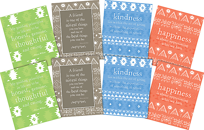 Barker Creek Art Prints, 8" x 10", Kindness & Happiness, Set Of 8 Prints