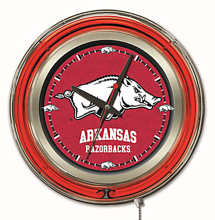 Holland Bar Stool Logo Clock, 15"H x 15"W x 3"D, Arkansas