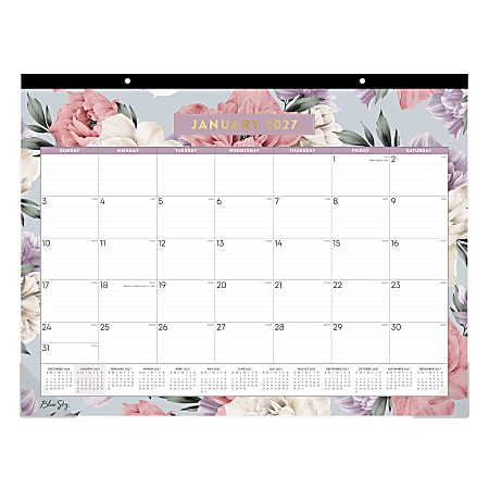 2027 Blue Sky Tula Monthly Desk Pad Planning Calendar, 22x17, 0%, Tula Theme, Jan–Dec, RY27