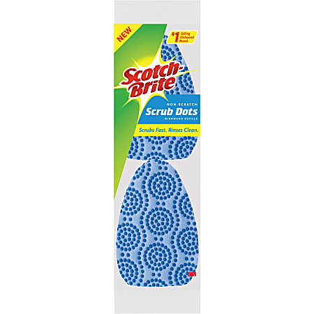 Scotch-Brite® Scrub Dots Microfiber Dishwand Refill, 3-1/2" x 4-2/5", Light Blue/Dark Blue, Pack of 2