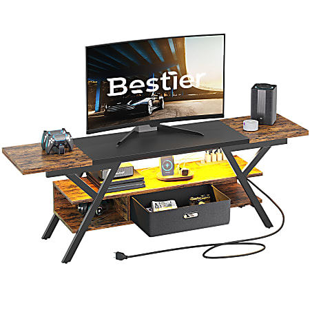 Bestier 70" Gaming TV Stand For 75" TVs, 22-1/16”H x 70-1/8”W x 15-3/4”D, Rustic Brown