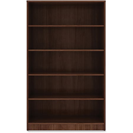 Lorell® 60"H 5-Shelf Bookcase, Walnut