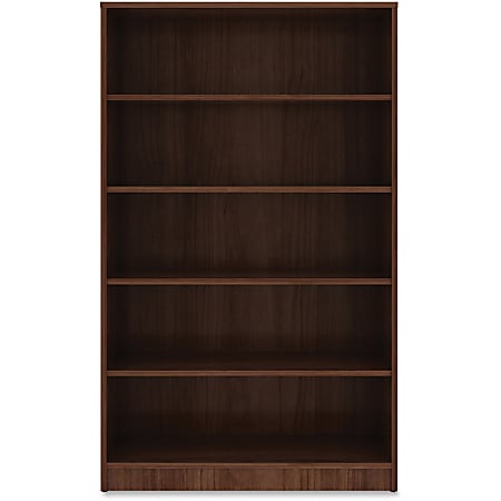 Lorell&reg; 60"H 5-Shelf Bookcase, Walnut