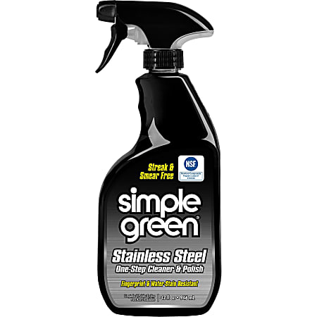 Simple Green Stainless Steel Cleaner / Polish - Concentrate Spray - 32 fl oz (1 quart) - Original Scent - 12 / Carton