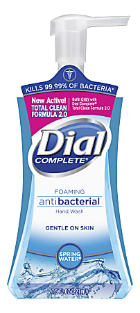 Dial® Complete® Antibacterial Foam Hand Soap, Springwater Scent, 7.5 Oz, Carton Of 8 Bottles