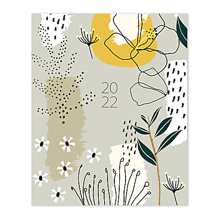 TF Publishing Monthly Planner, 8" x 6-1/2", Flowers/Gray, January to December 2022