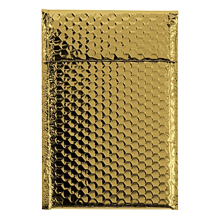 Partners Brand Gold Glamour Bubble Mailers 7 1/2" x 11", Pack of 72