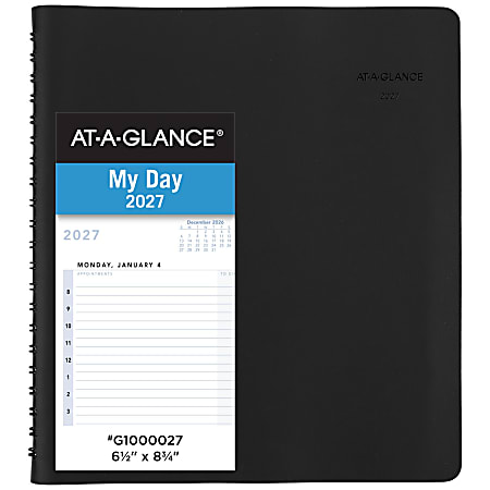AT-A-GLANCE® The Action Planner 2027 Daily Appointment Book Planner, Black, Medium, 6 1/2" x 8 3/4"