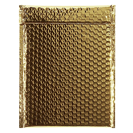 Partners Brand Gold Glamour Bubble Mailers 9" x 11 1/2", Pack of 100