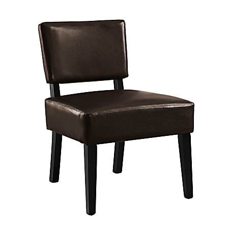 Monarch Specialties Armless Accent Slipper Chair, Dark Brown -Look/Black