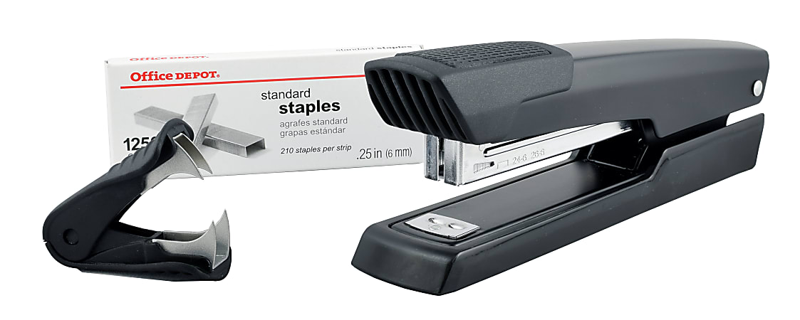 Office Depot® Brand Premium Full-Strip Stapler Combo With Staples And Remover, Black