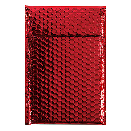 Partners Brand Red Glamour Bubble Mailers 7 1/2" x 11", Pack of 72