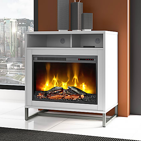 Kathy Ireland Office Method 32 W Electric Fireplace With Shelf White  Standard Delivery - Office Depot