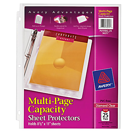 Avery® Multi-Page Capacity Sheet Protectors, 8 1/2" x 11", Top Loading, Pack Of 25