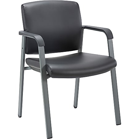 Lorell Healthcare Upholstery Guest Chair - Steel Frame Material - Square Base - Black - Vinyl - Armrest - 1 Each