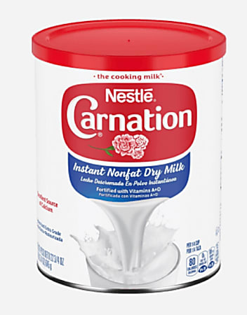 Carnation Instant Nonfat Dry Milk, Unsweetened Milk Powder, 22.75 Oz Canister, Box of 4 Canisters