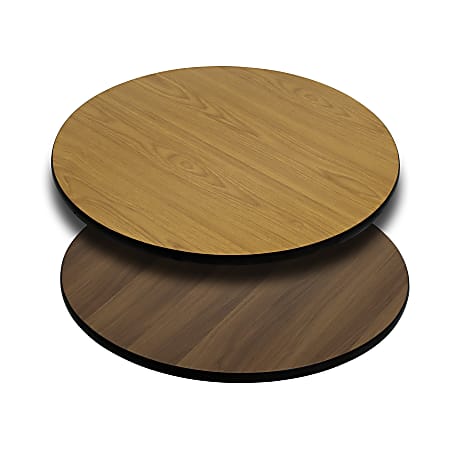 Flash Furniture Round Table Top With Reversible Laminate Top, 30", Natural/Walnut