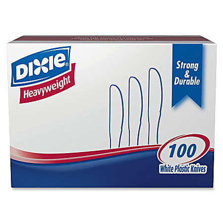 Dixie&reg; Heavyweight Utensils, Knives, White, Box Of 100 Knives
