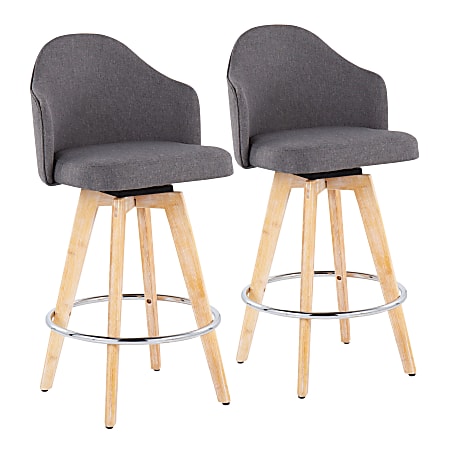 LumiSource Ahoy Fabric Counter Stools, Natural/Gray, Set Of 2 Stools