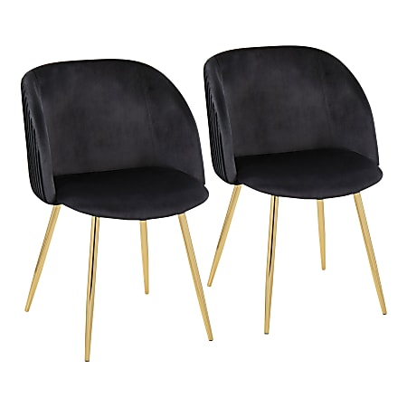 LumiSource Fran Contemporary Chairs, Black/Gold, Set Of 2 Chairs