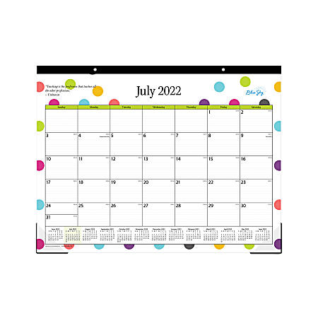 Blue Sky Monthly Academic Desk Calendar 22 x 17 Teacher Dots July 2022 to  June 2023 105496 A - Office Depot