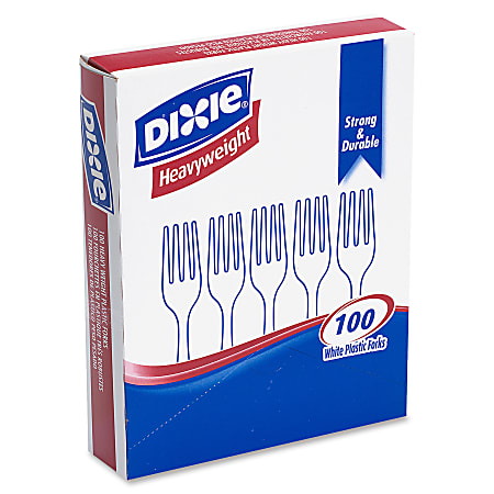Dixie® Heavyweight Utensils, Forks, White, Box Of 100