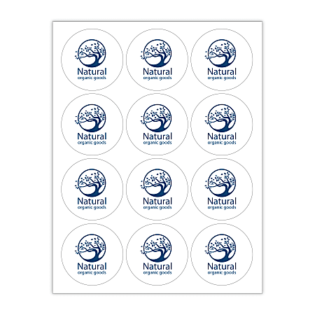 Custom 1-Color Laser Sheet Labels And Stickers, 2-1/2" Round Circle, 12 Labels Per Sheet, Box Of 100 Sheets