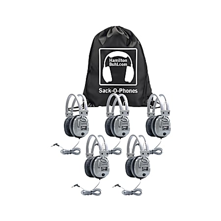 HamiltonBuhl™ SC7V Deluxe Sack-O-Phone Headphones, Silver, Pack Of 6 Headphones