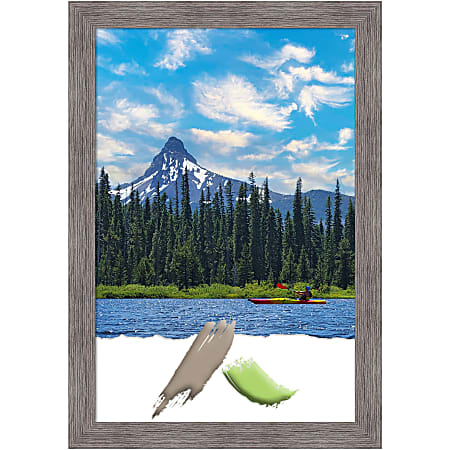 Amanti Art Picture Frame, 23" x 33", Matted For 20" x 30", Pinstripe Plank Gray Narrow