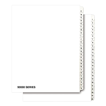Kleer-Fax 90000 Series 100% Recycled Legal Exhibit Dividers, Helvetica, Side-Tab, Collated, Letter-Size, A-Z