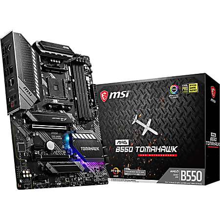 MSI MAG B550 TOMAHAWK Desktop Motherboard - AMD B550 Chipset - Socket AM4 - ATX - 128 GB DDR4 SDRAM Maximum RAM - DIMM, UDIMM - 4 x Memory Slots - Gigabit Ethernet - HDMI - DisplayPort - 6 x SATA Interfaces