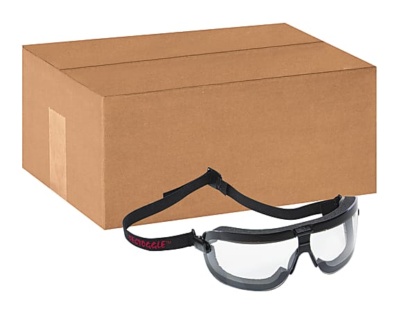 Fectoggles Impact Goggles With Elastic Headband, Medium, Clear/Black, Case Of 10