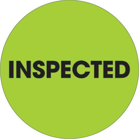 Tape Logic® Preprinted Special Handling Labels, DL1262, Inspected, Round, 2", Fluorescent Green, Roll Of 500