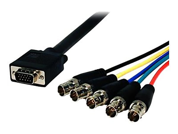 Comprehensive Pro AV/IT Series VGA HD15 plug to 5 BNC jacks cable 6 inches - 6" BNC/VGA Video Cable for Video Device - First End: 1 x 15-pin HD-15 Male VGA - Second End: 1 x BNC Female Video - 26 AWG