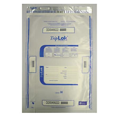 TripLOK Tamper Evident Security Bags, 20" x 28", Clear, Carton Of 100